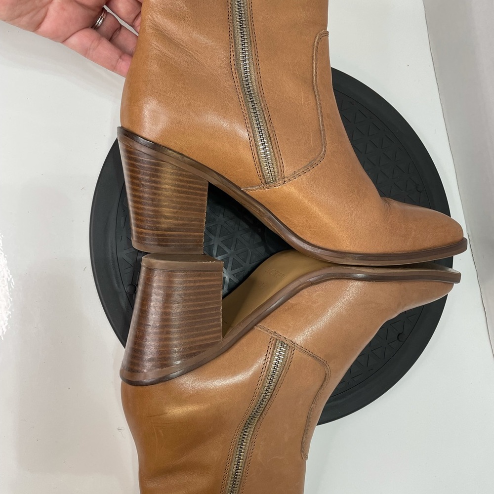 J Crew Dean Tan Leather Buckle Ankle Boots - Picture 7 of 11